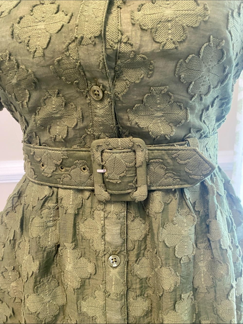 kate spade Olive Green Lace Belted Midi Dress - Picture 5 of 11
